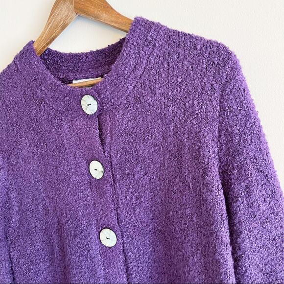 💗 3/$10 💗 WindiRiver Loop Knit Button Front Cardigan Purple Medium EUC - Picture 3 of 14